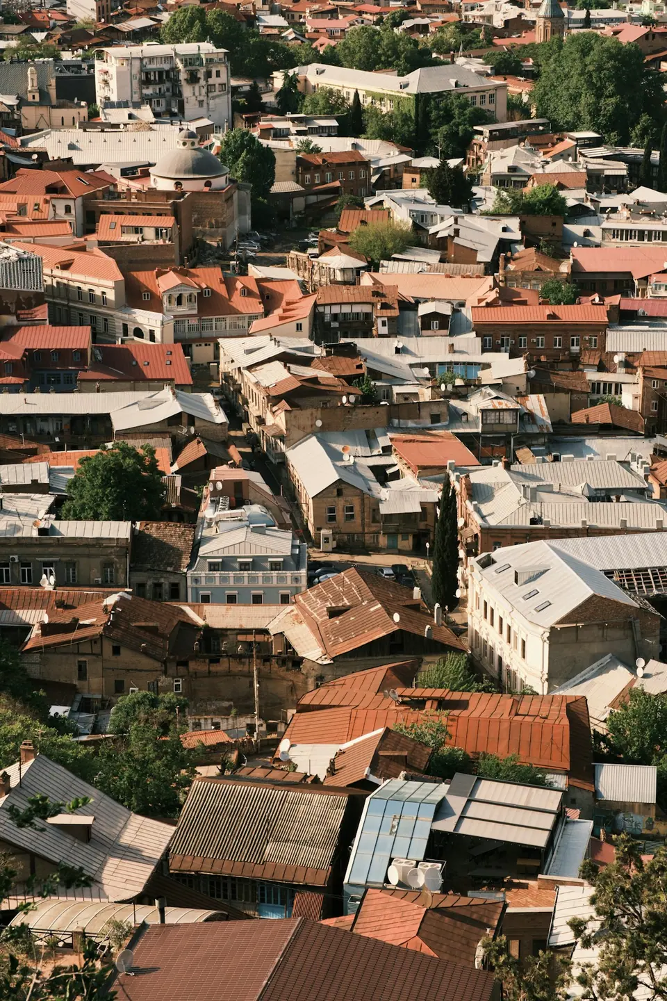 Red roofs and historic buildings in Tbilisi's old town